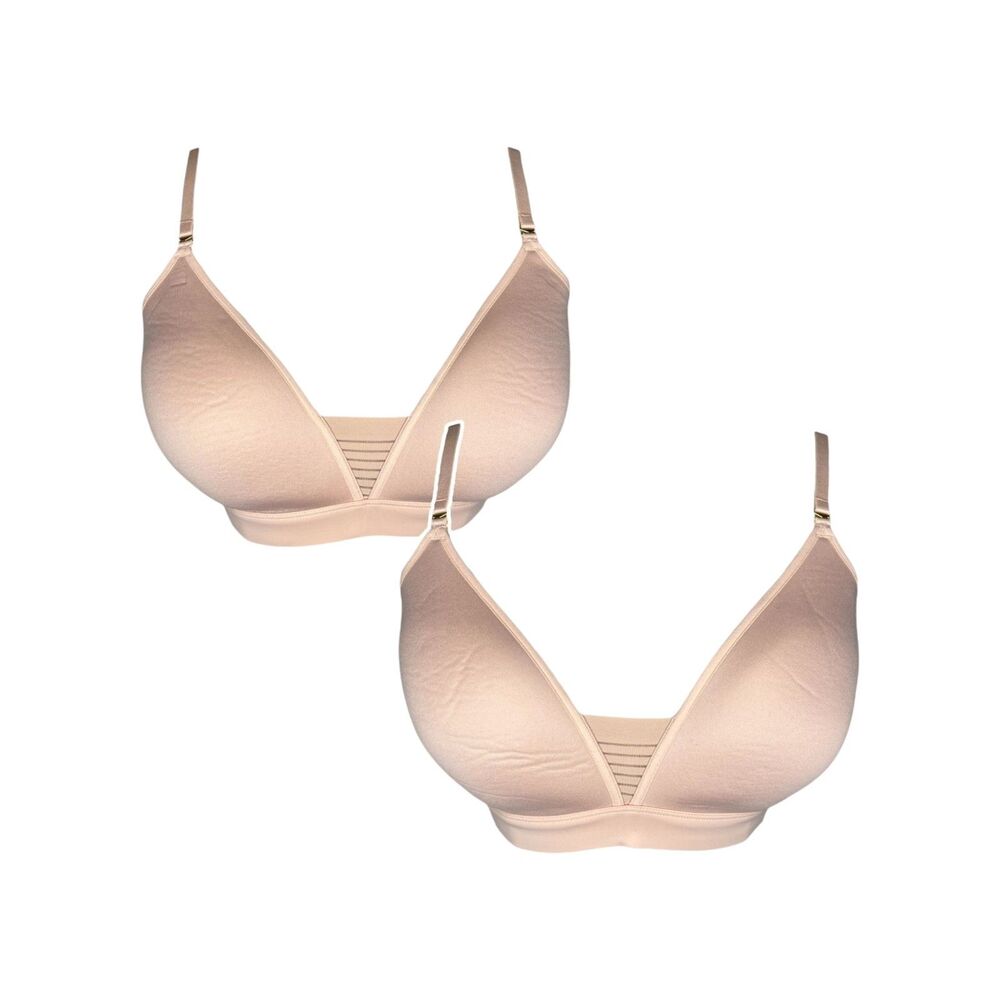 ThirdLove 24/7 Seamless Stripe Wireless Bras x2 sz 34C 1/2 * No Wire Bra Neutral